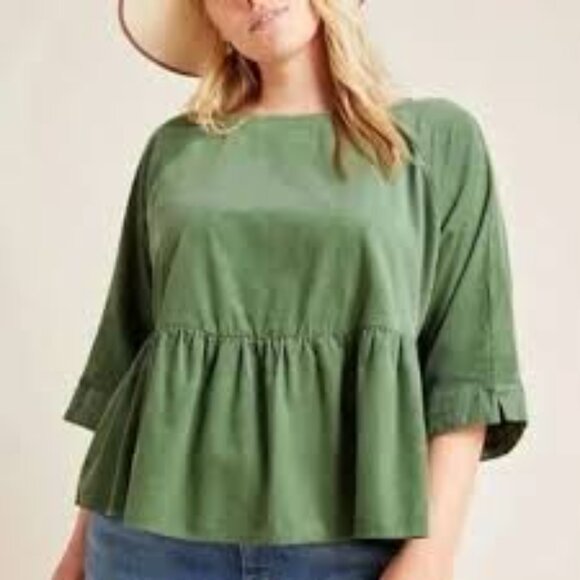Maeve for Anthropologie Maria Corduroy Babydoll Button Back Top Bohemian L - Picture 1 of 14